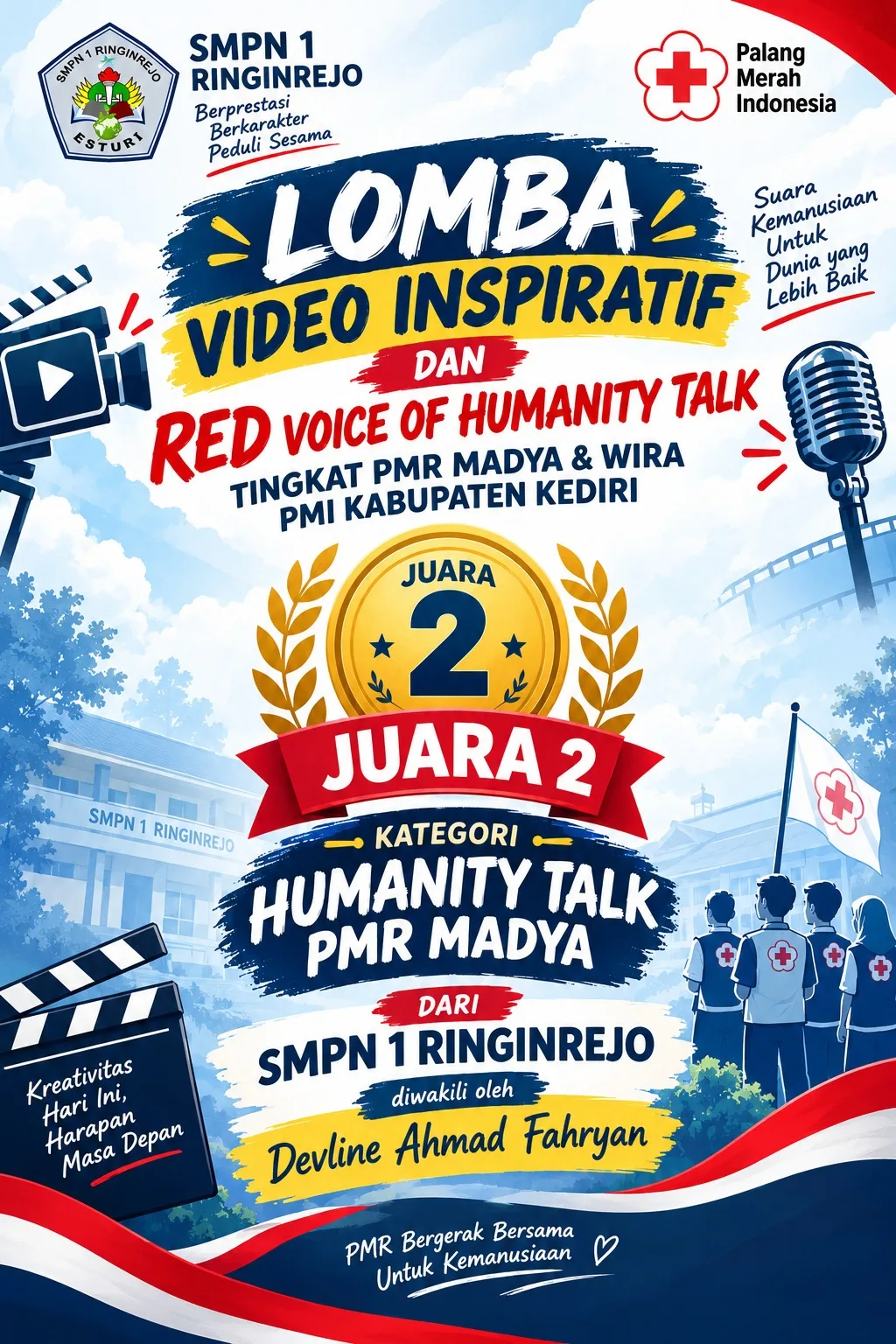 SMPN 1 Ringinrejo Raih Juara 2 Kategori Humanity Talk PMR Madya dalam Lomba PMI Kabupaten Kediri