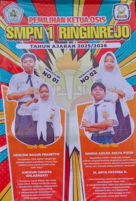 Demokrasi di Sekolah: SMPN 1 Ringinrejo Gelar Pemilihan Ketua dan Wakil Ketua OSIS Tahun Ajaran 2025/2026
